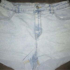 PACSUN Blue High-Waisted Jean Shorts with Distressed Look 👀